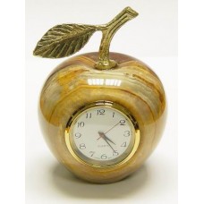 Часы "Яблоко" из оникса диаметр 10 см